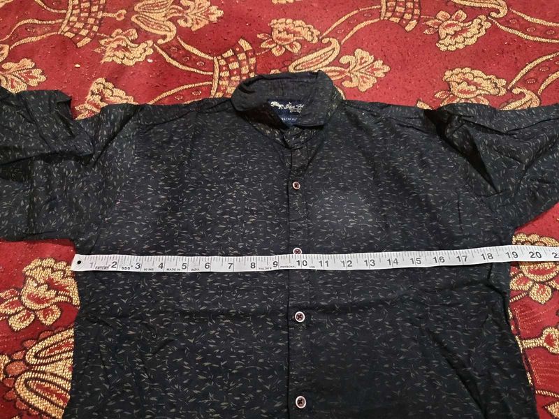 Shirt casual black  Patterned Long Sleeve Shir
