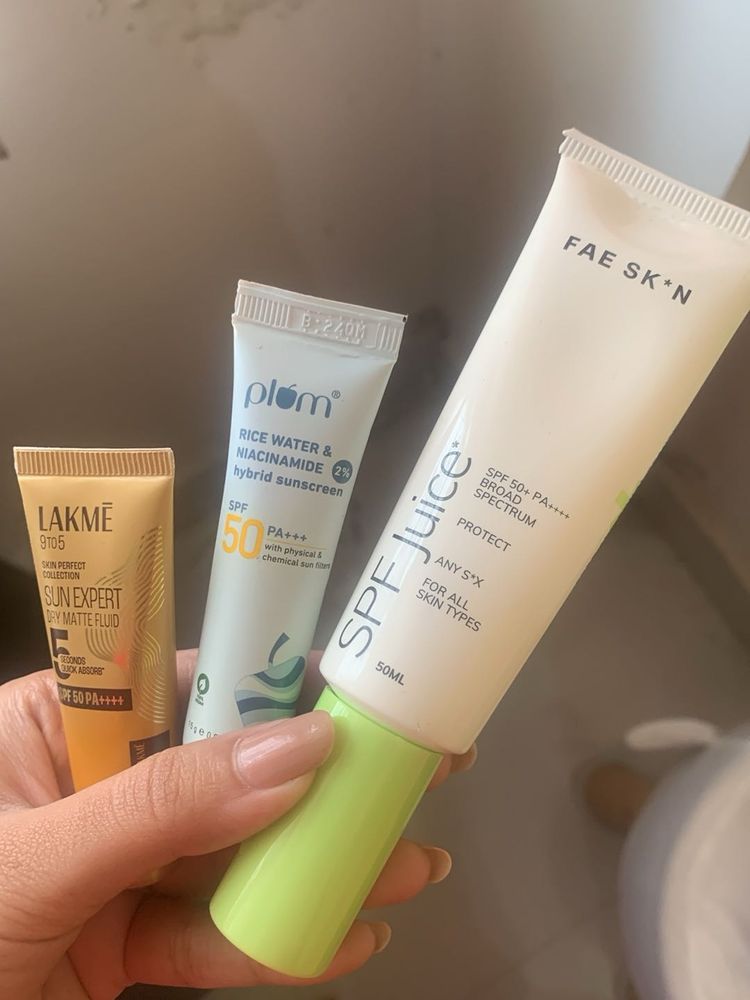 Sunscreen (fae beauty,plum,lakme)