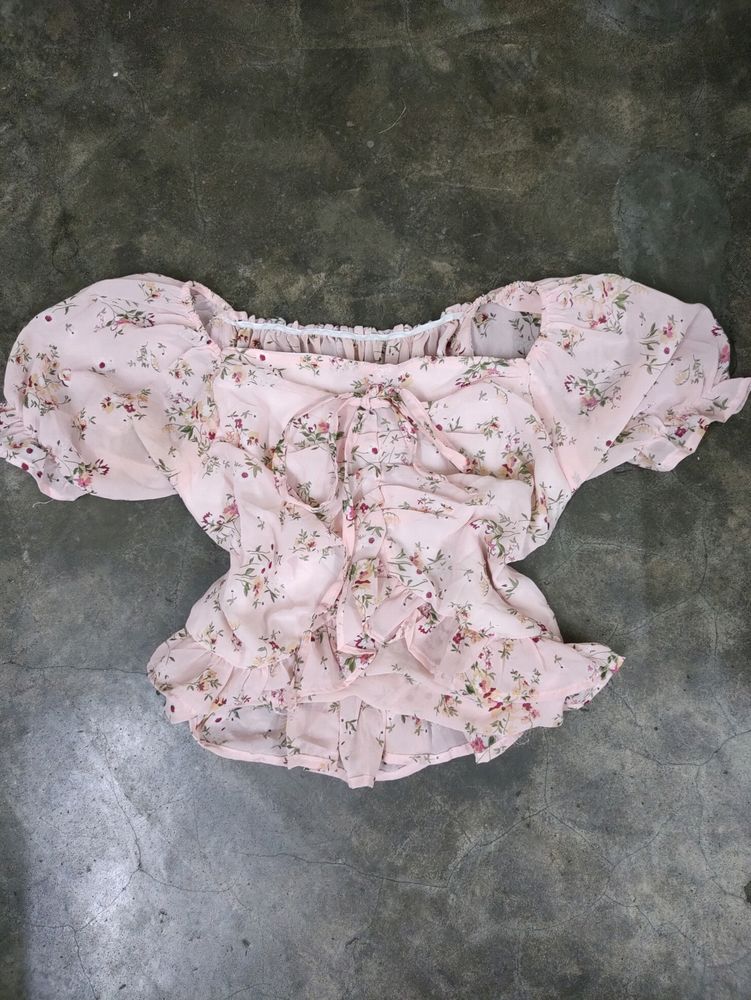 Pink Y2k Floral Top