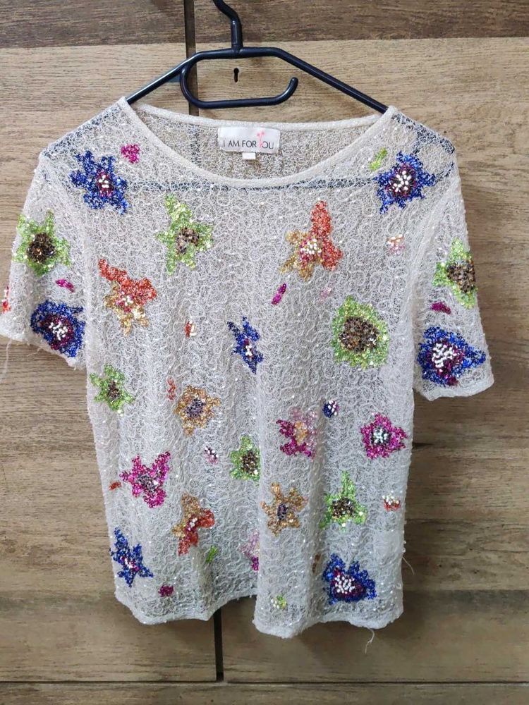 Floral Beaded Top