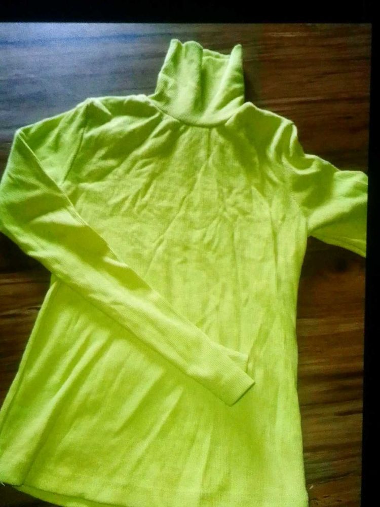 Green Turtleneck Long Sleeve Top