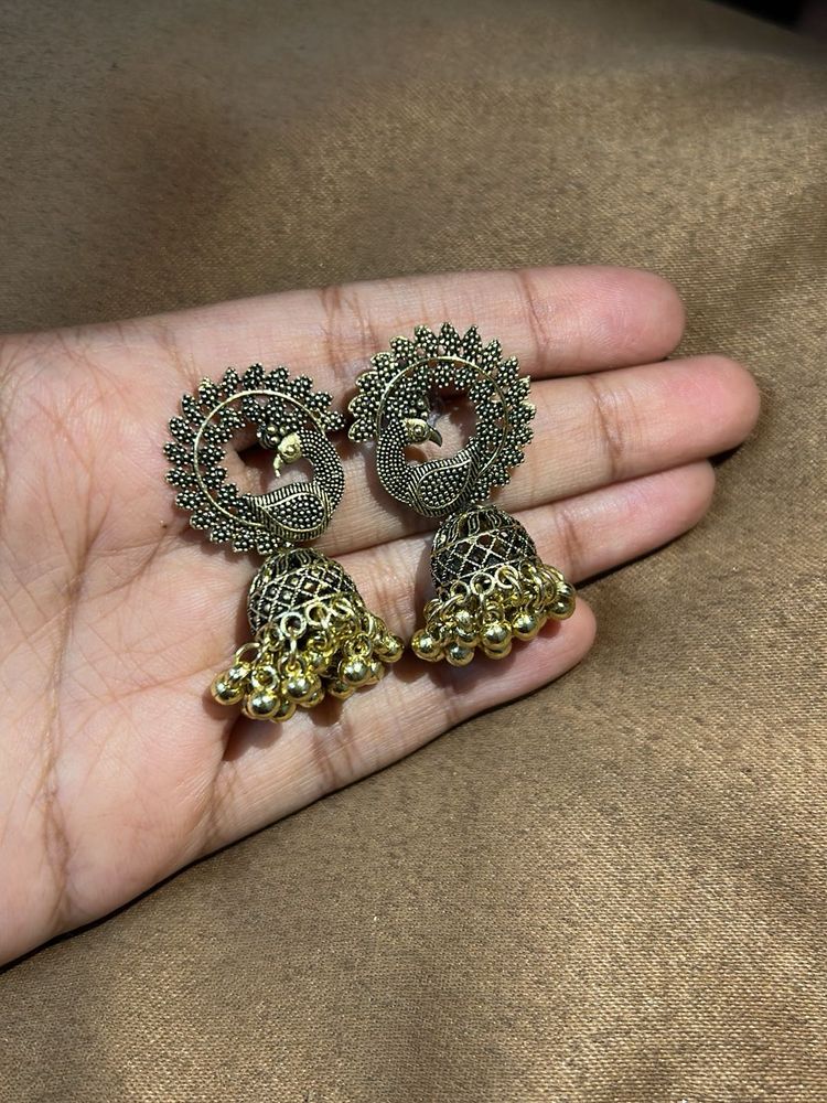 Peacock Jhumka Earrings