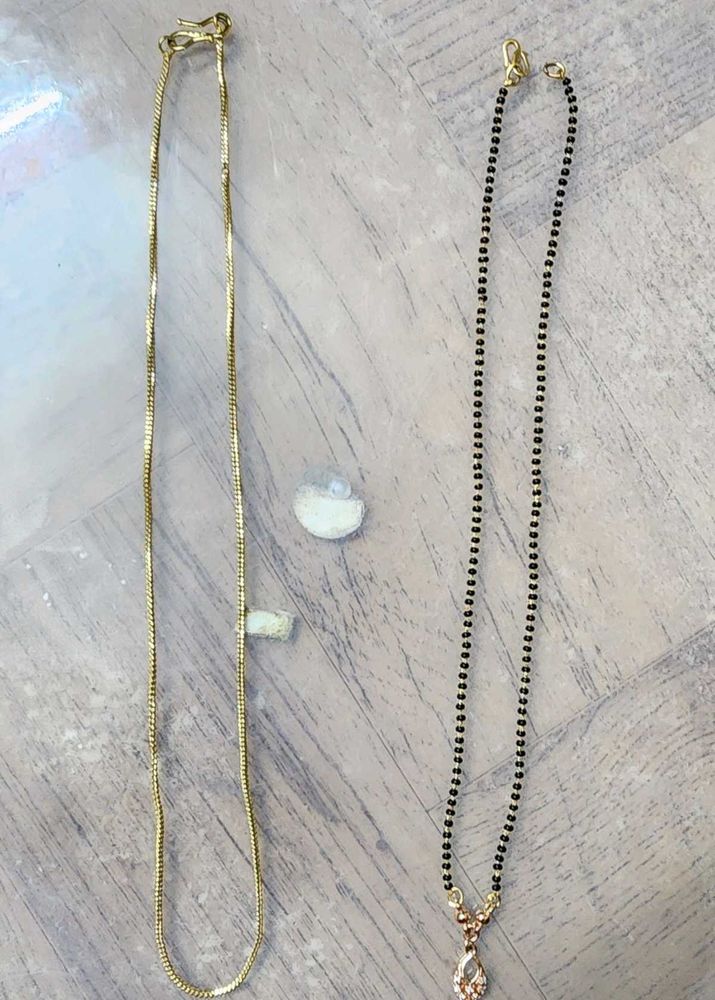 Small Mangalsutra &amp; Gold Chain Combo