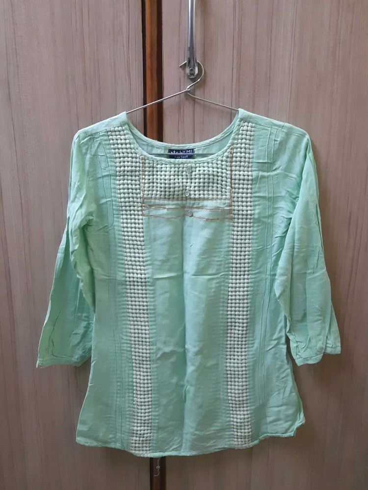 Mint Green Embroidered Tunic Top