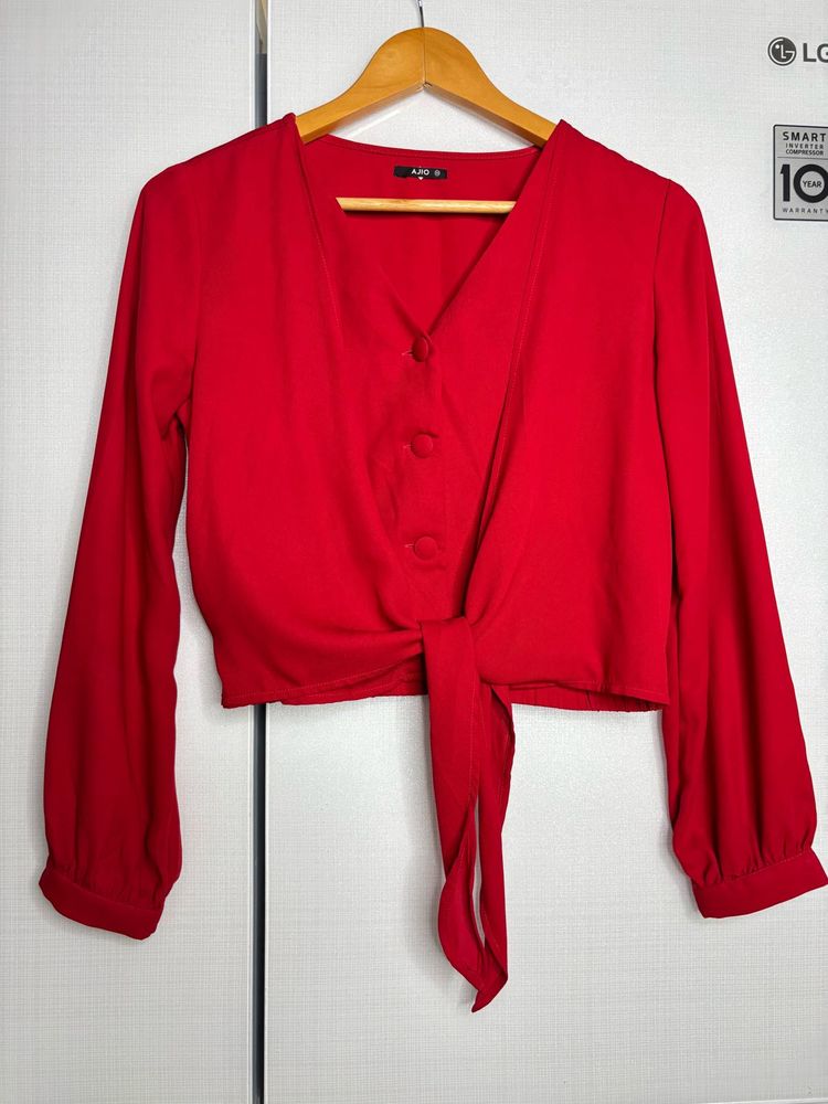Chic Red Tie-Front Top