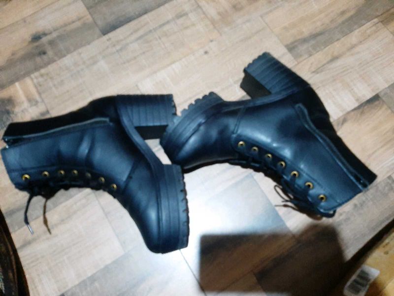 Black Platform Lace-Up Boots