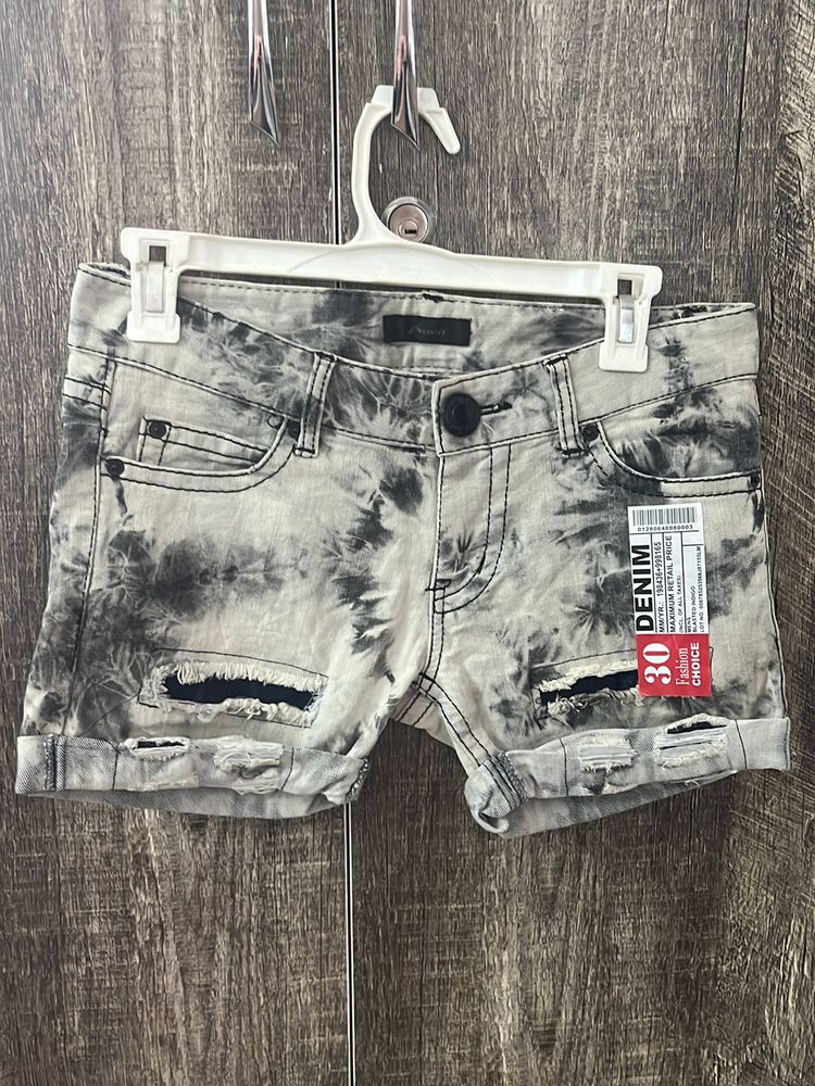 Shaded Denim Shorts Waist 30
