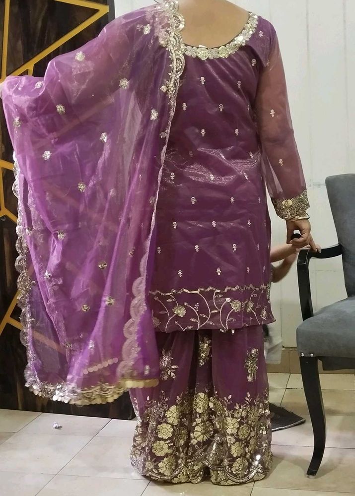 Purple Embroidered Kurta Set