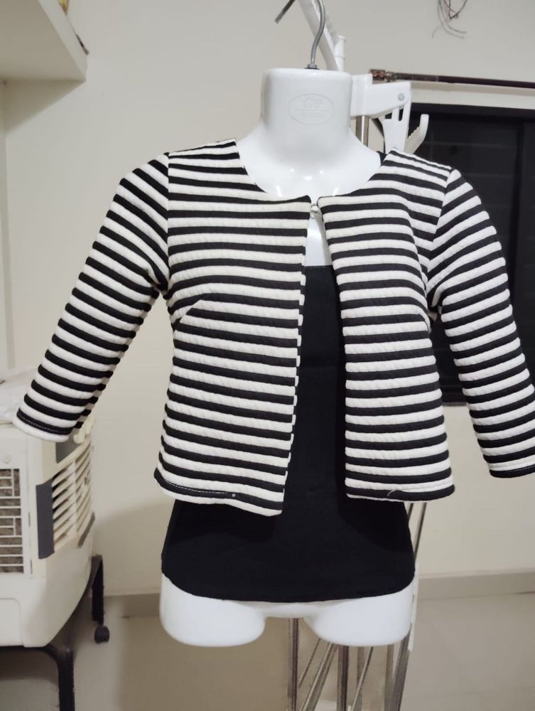 Striped Black &amp; White Blazer