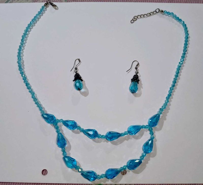 Blue Crystal Necklace Set