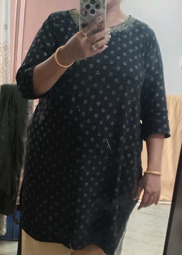 Elegant Black Printed Kurta