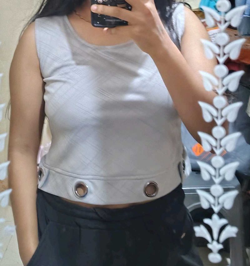 Stylish Grey Sleeveless Top