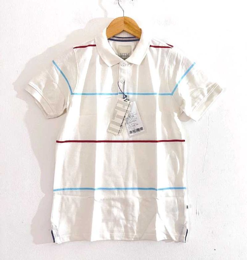 ITH White &amp;YellowStriped Polo Shirt - New with Tag