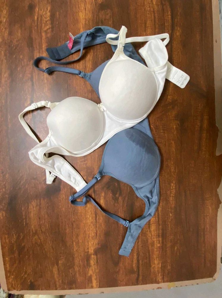 Gently Used 40 B-Cup Bras - White &amp; light Blue