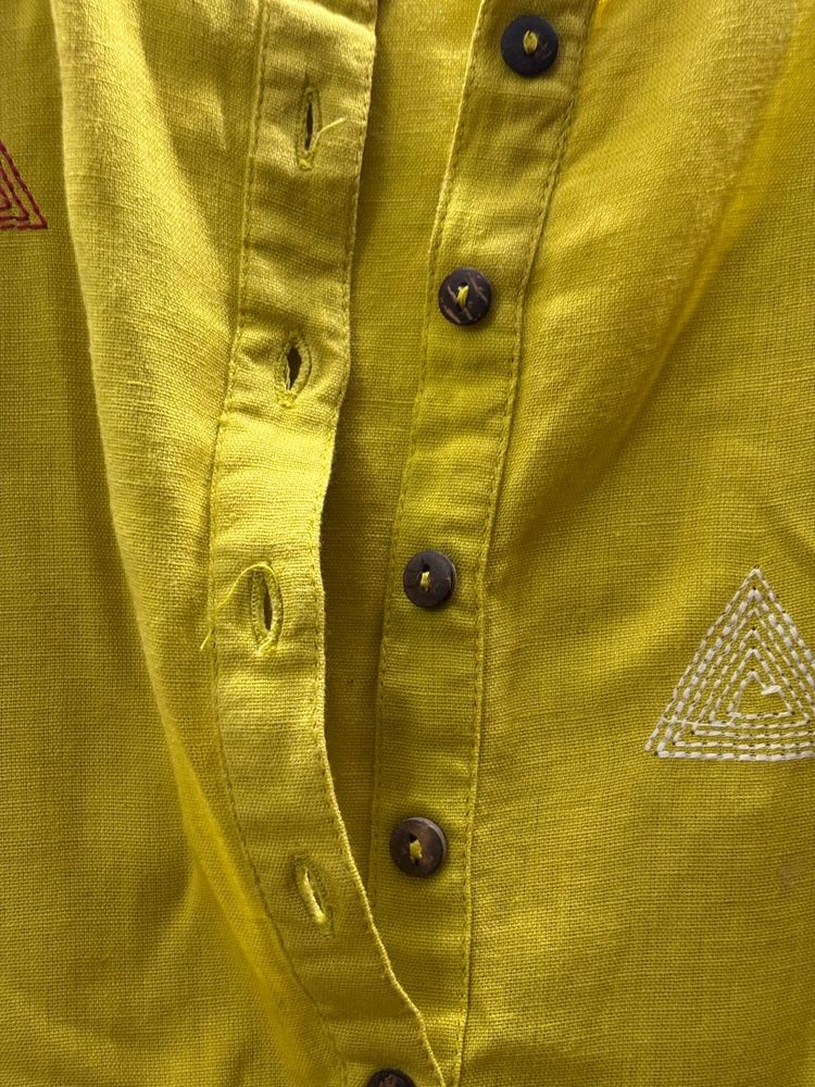 Yellow Embroidered Top