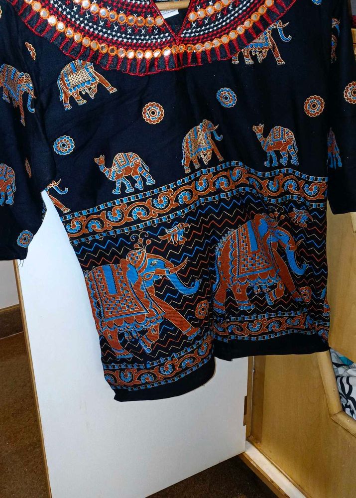 Elephant Print Boho Top