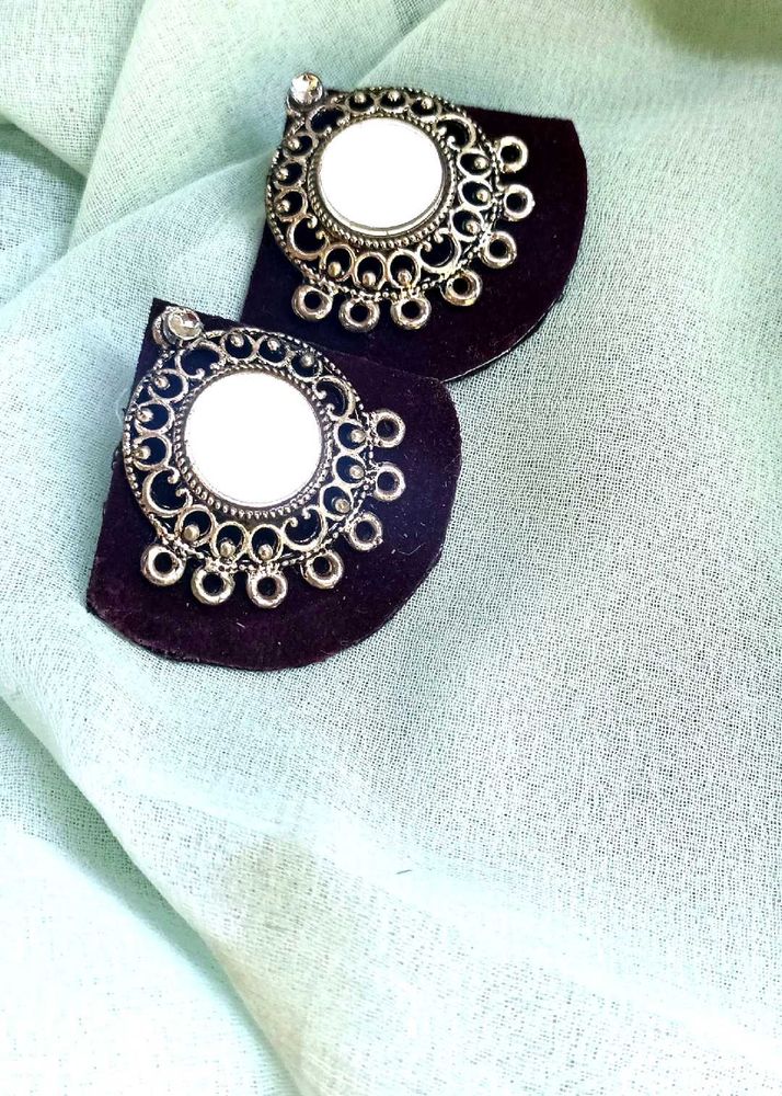 Handmade Fabric Silver Earrings