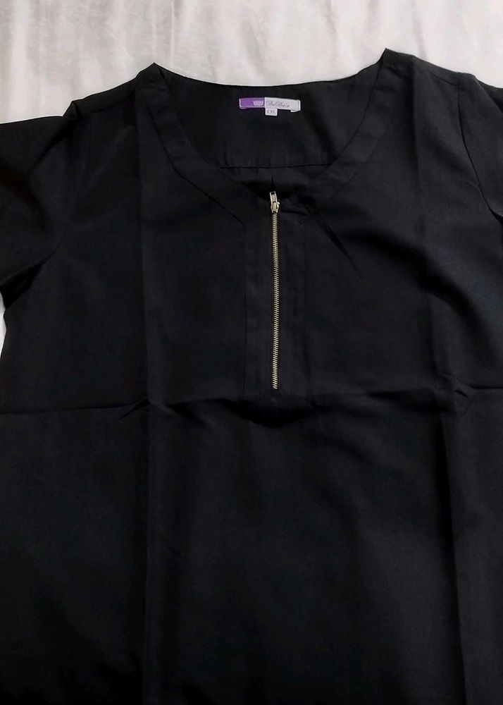 Black Zipper Detail Top