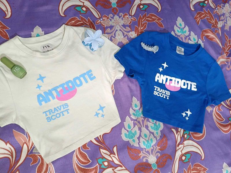 Travis Scott &#34;Antidote&#34; Crop Fitted Tee Combo