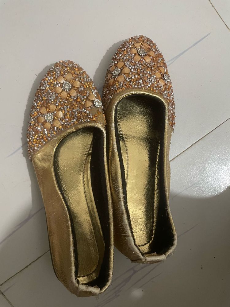 Gold Embellished Ballerinas