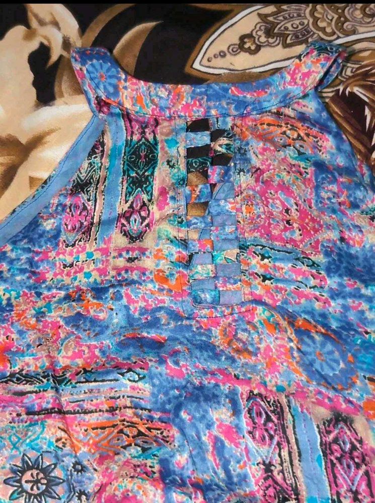 Colorful Sleeveless Dress/kurti
