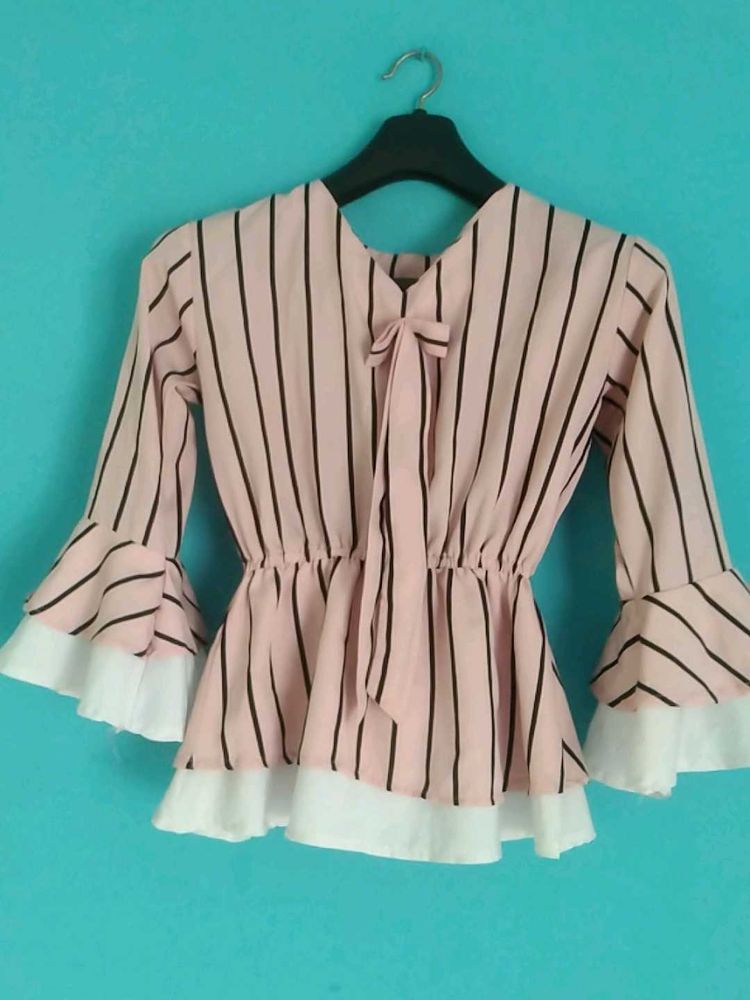 Striped Tie-Neck Top