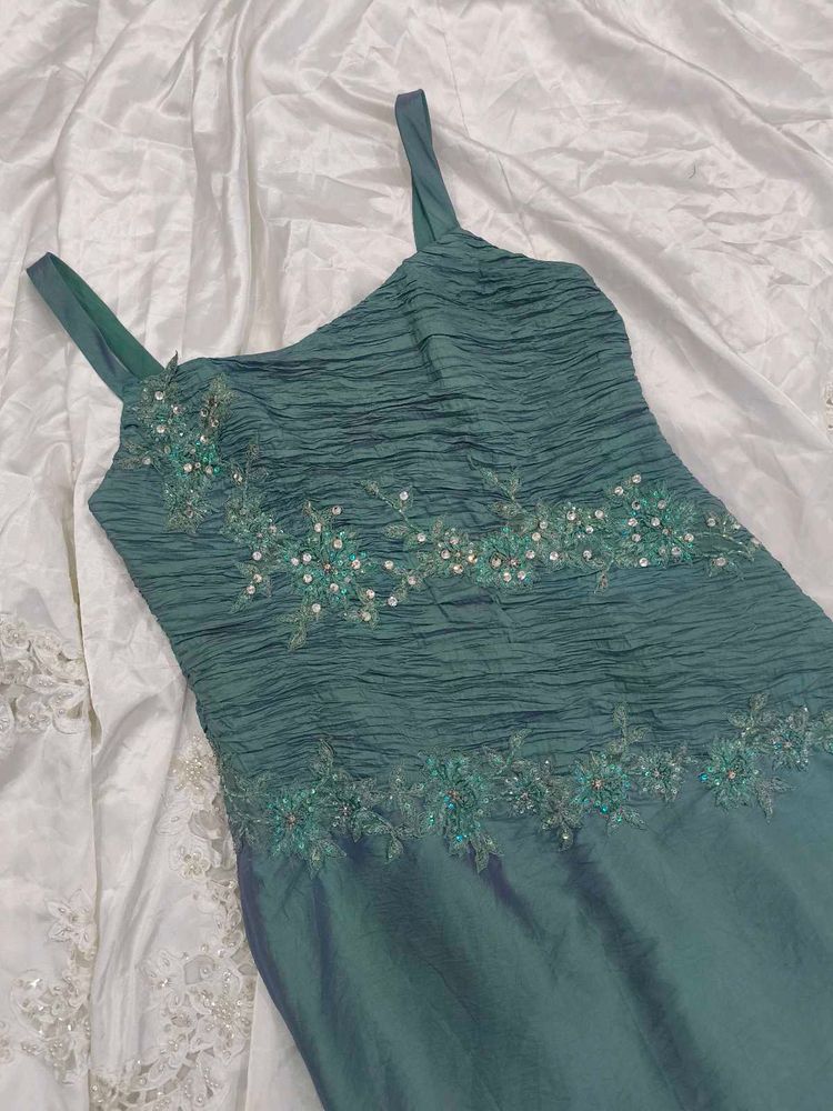 Teal Beaded Gown