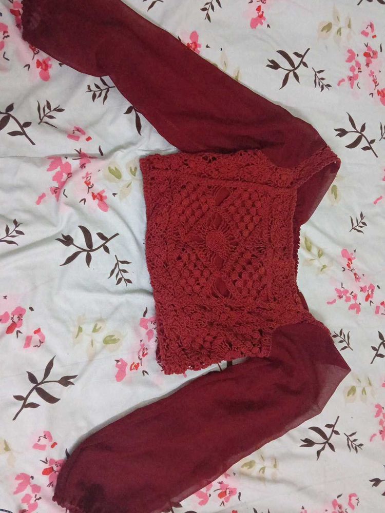 Maroon Crop Top