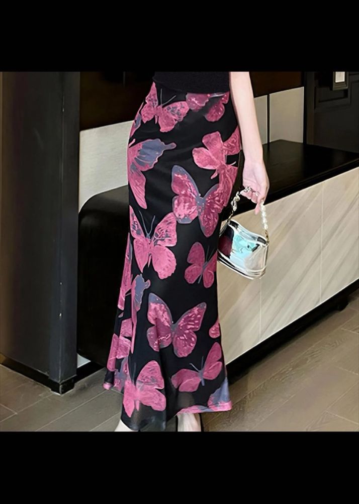 Butterfly Print Maxi Skirt