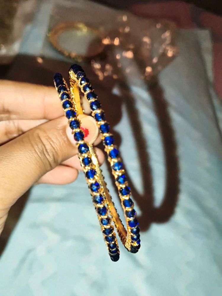 Blue Beaded Bangles