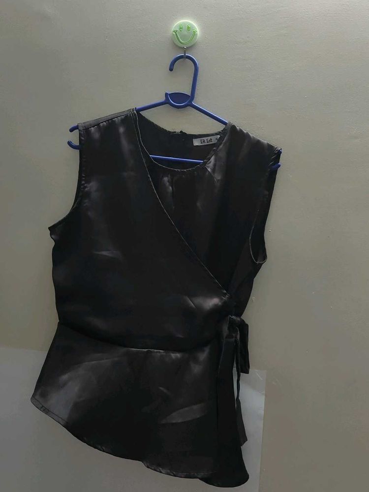 Chic Black Wrap Top
