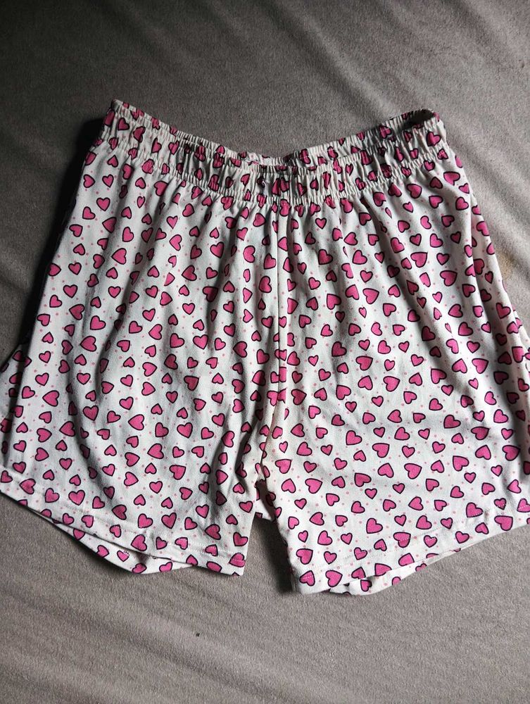 Heart Print Pajama Shorts