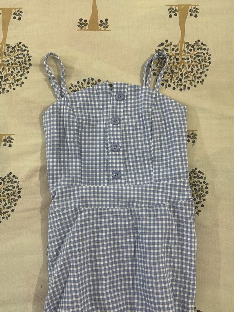 Gingham Button-Front Dress