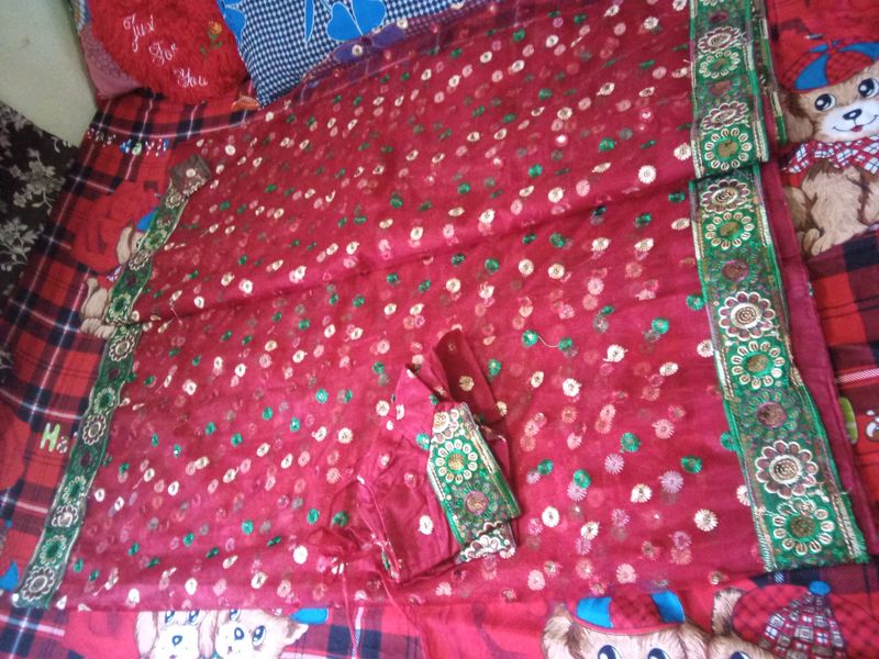 🆕 Full Embradary Work Ready To Wear Saree Never Used Best Quality