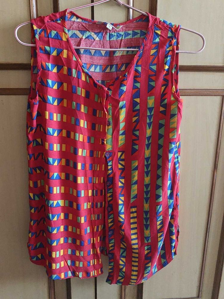 Button Down Sleeveless Shirt