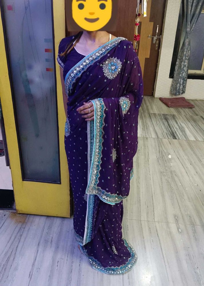 Heavy Work Saree With Stich Blouse