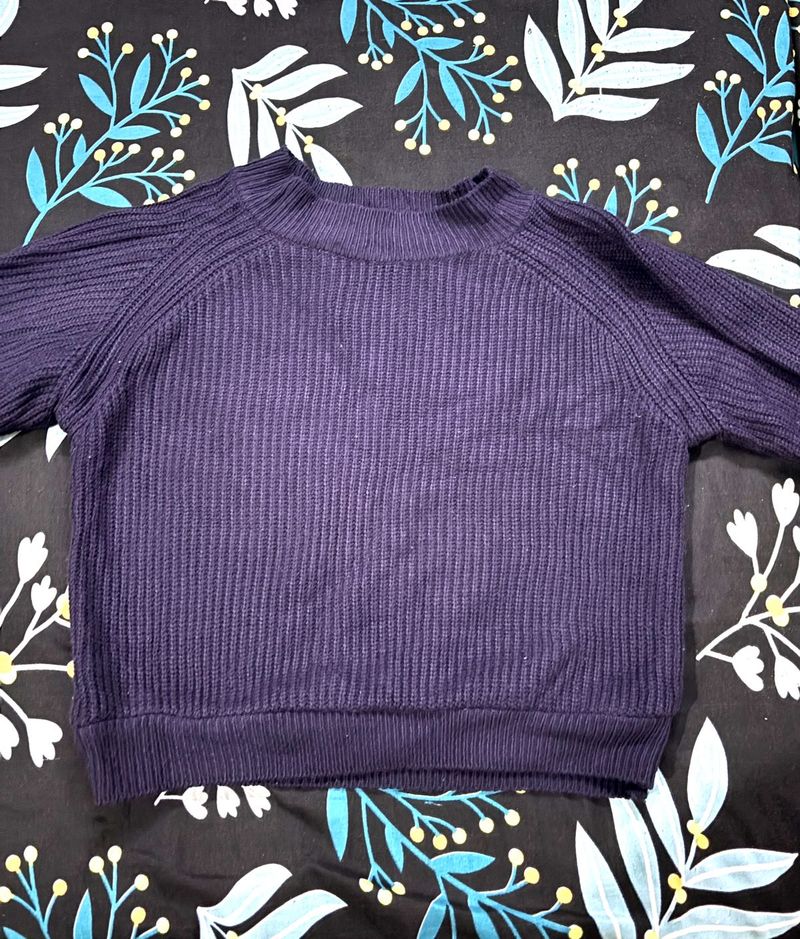 Purple Blue Knit Sweater And Pants Combo
