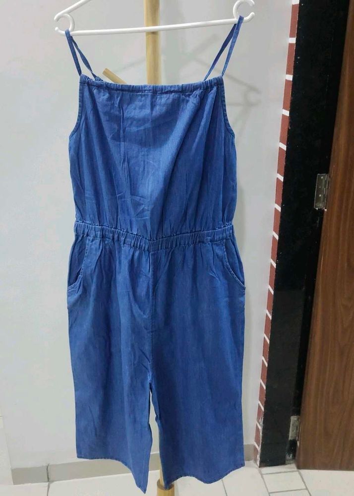 Denim Culotte Jumpsuit
