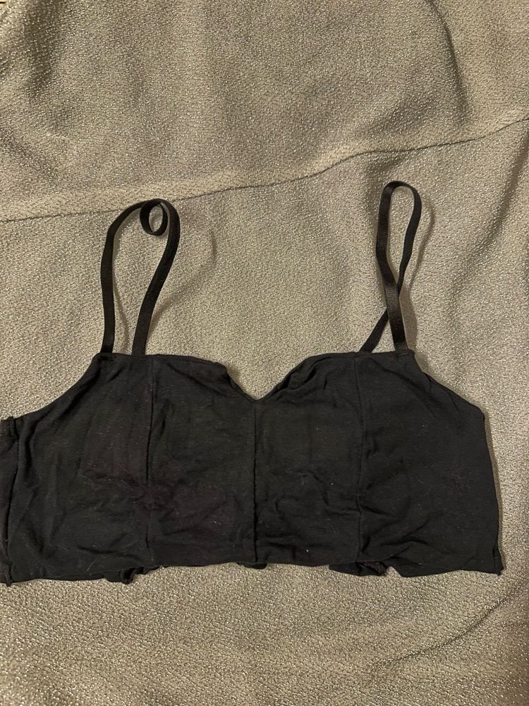 Black Elastic Designer Cotton Bralette Free Size