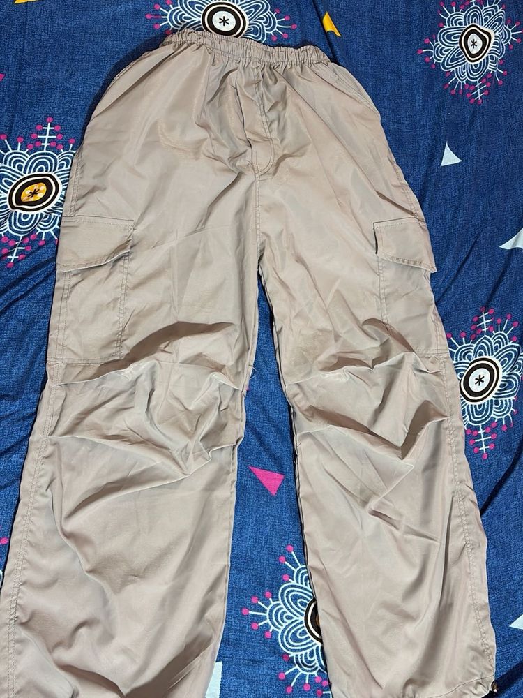 Grey Cargo Parachute Pants