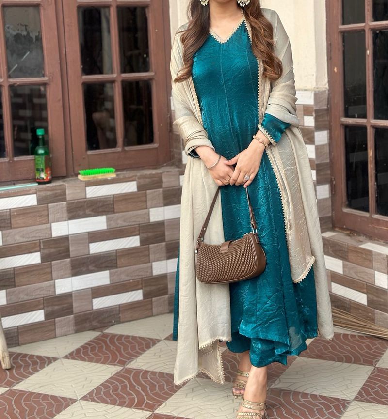 Teal Jimmy Choo Plazzo Kameez