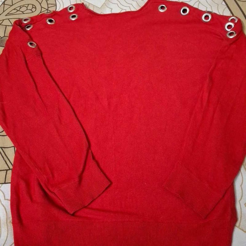 Red Party Wear Sweatshirt