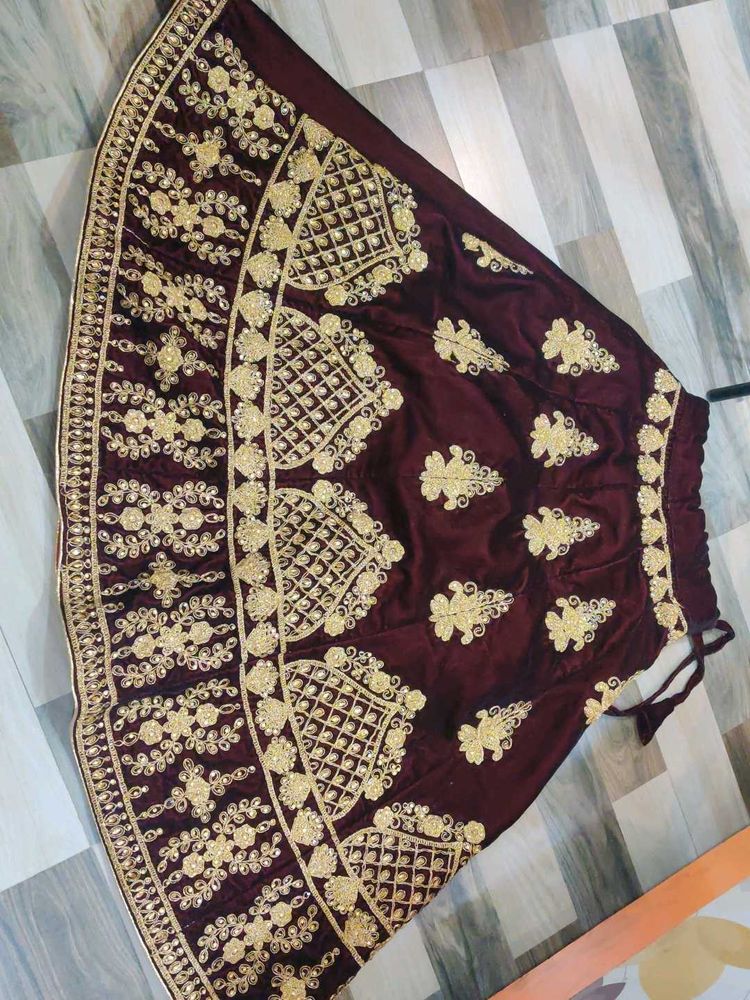 Brand New Maroon Velvet Lehenga Skirt Upto 8-⁹ Yrs