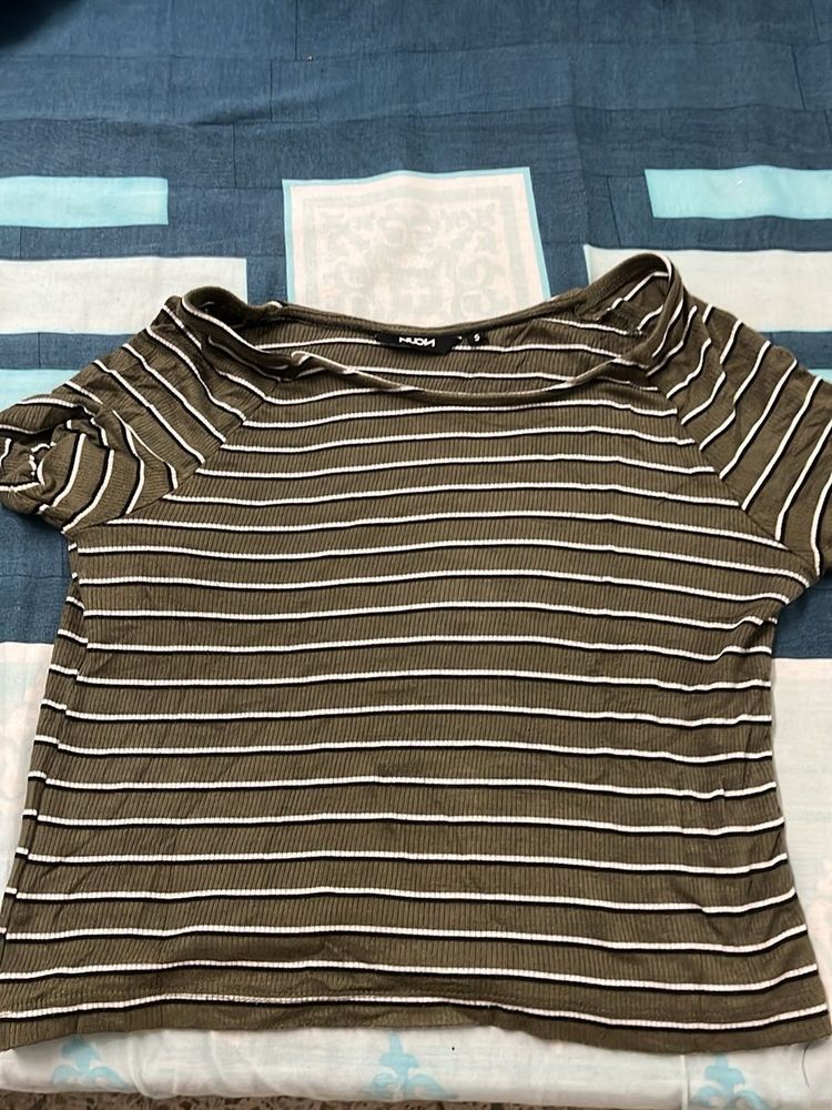 Striped Olive Green Top
