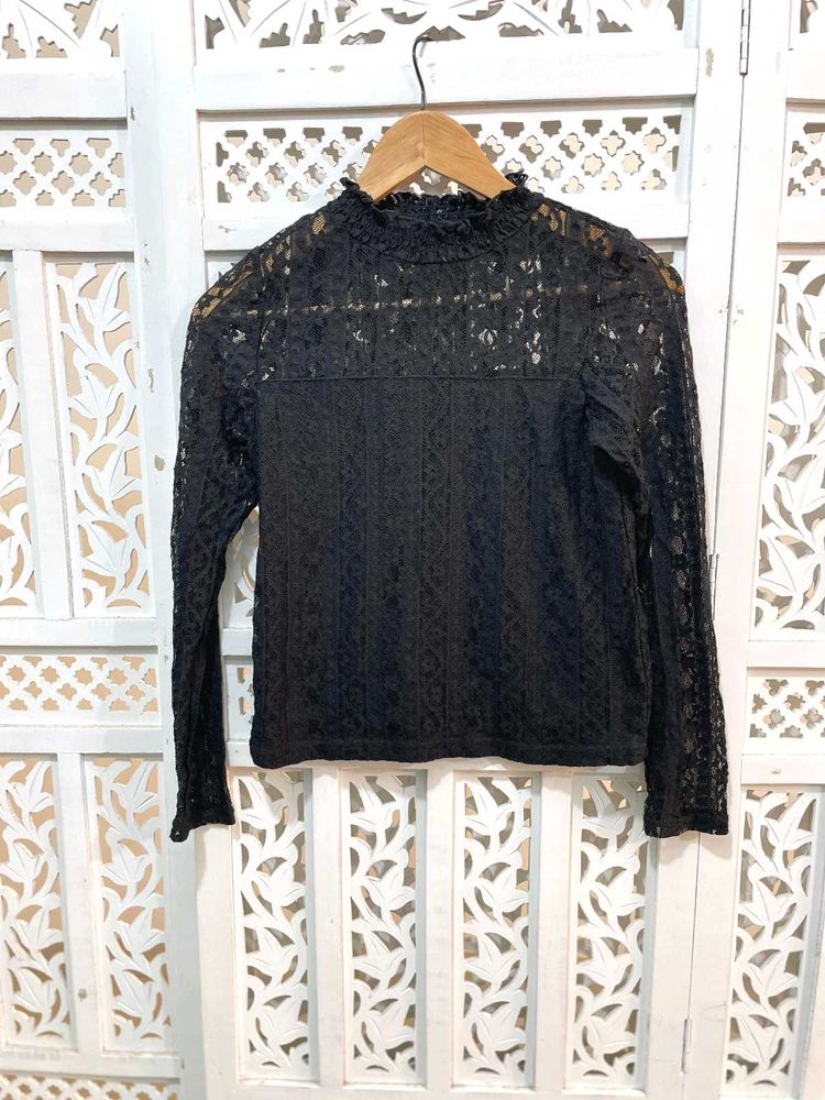 Elegant Black Lace Top B