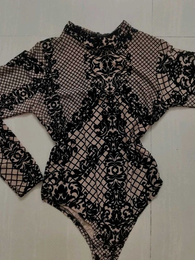 Patterned Bodysuit Top