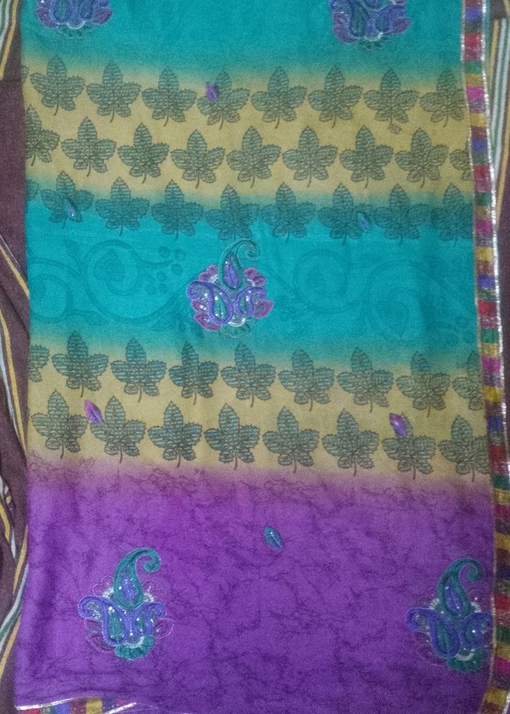 Party Wear Multi Colour Smooth Saree