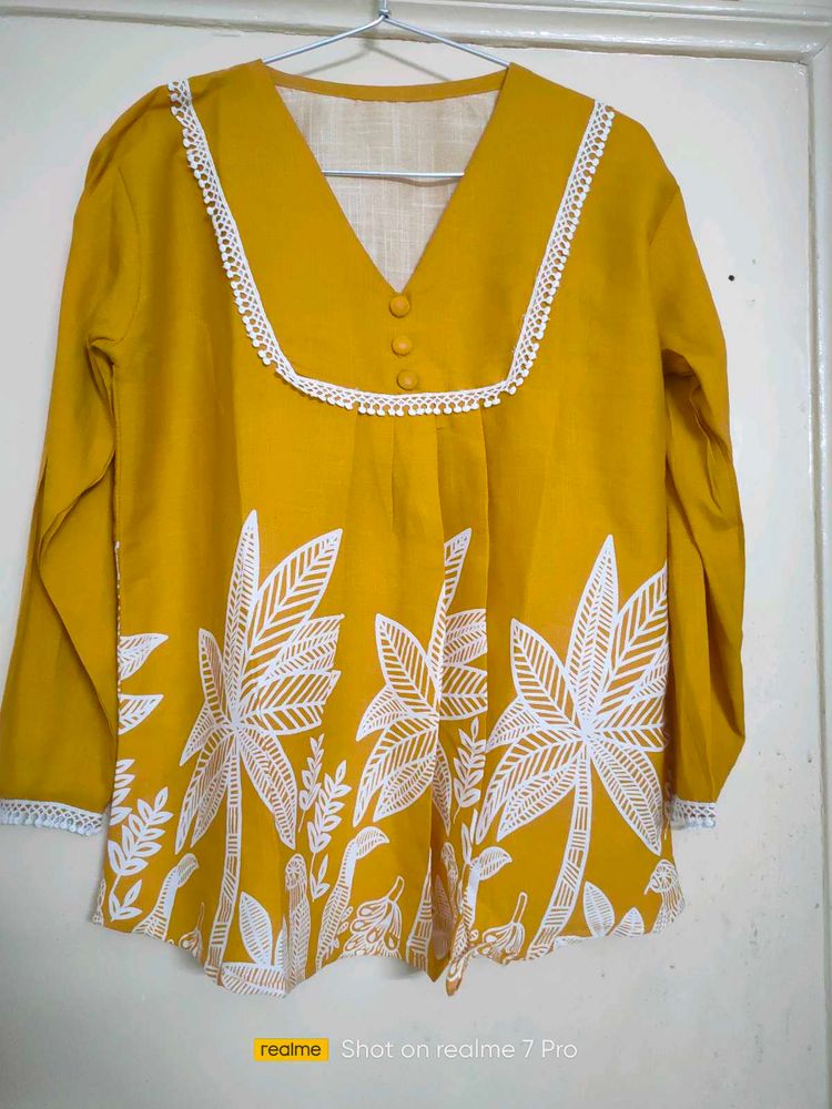 Yellow Printed Kurta