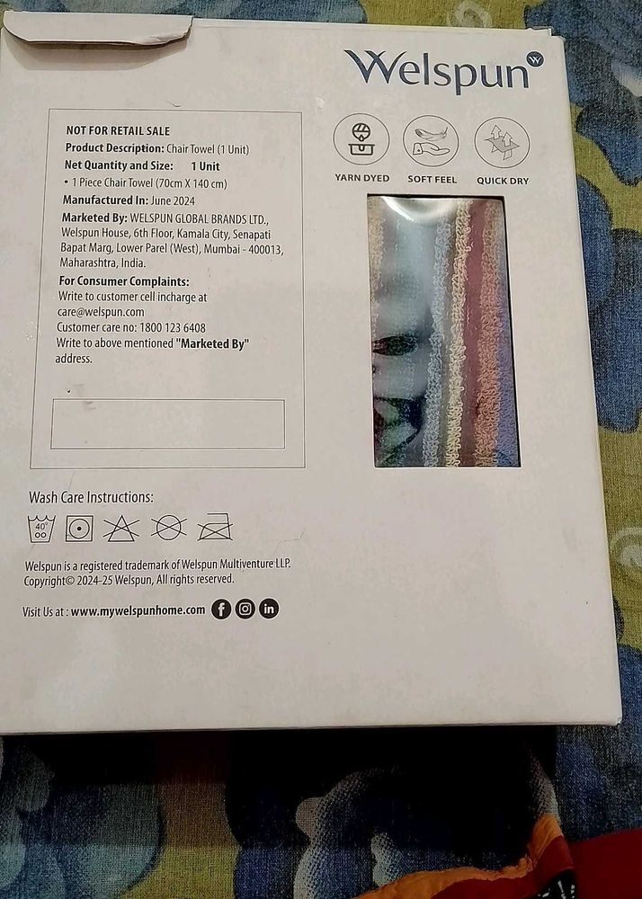 Welspun Chair Towel - New in Box!