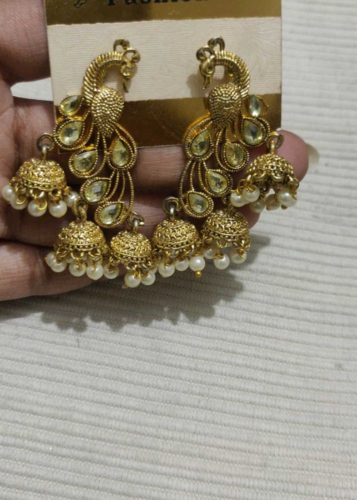 Peacock Jhumka Earrings